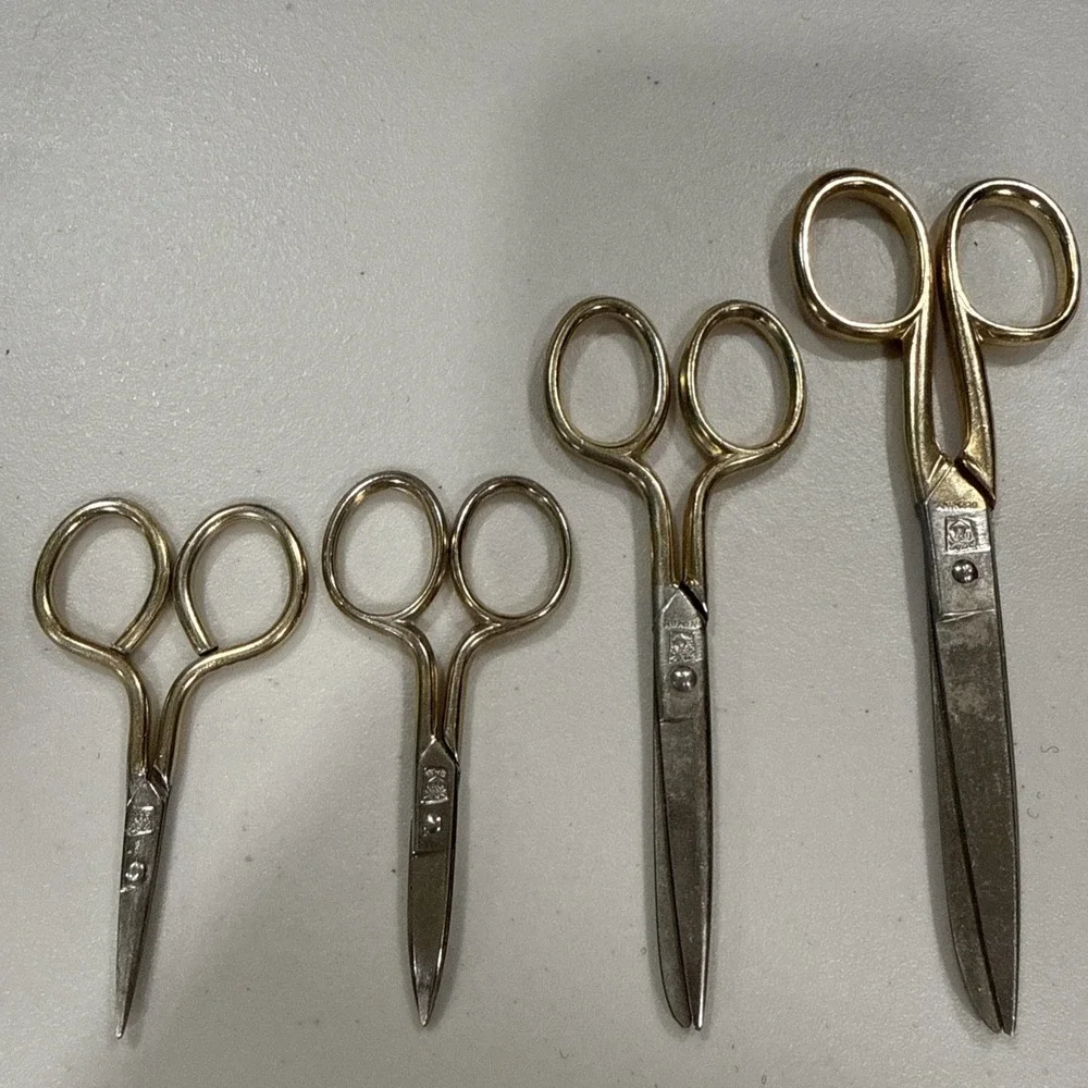 Germany Scissors Set of 4 Pairs Hallmarked‎ with Two Palm Trees Vintage 1950s